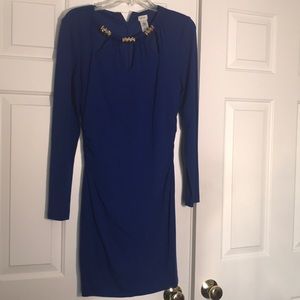 Cache Royal Blue gold trim long sleeved dress
